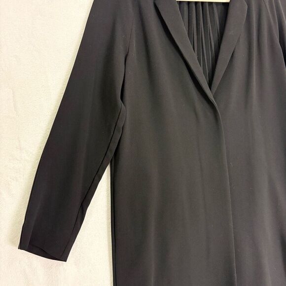 COS Black V Neck Long Pleated Back Longline Blazer Coat Women's Size 38 = 8 - Picture 3 of 10